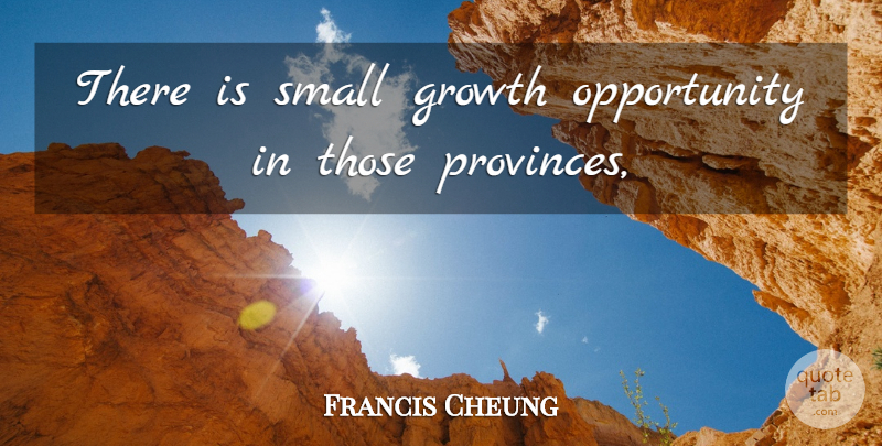 Francis Cheung Quote About Growth, Opportunity, Small: There Is Small Growth Opportunity...