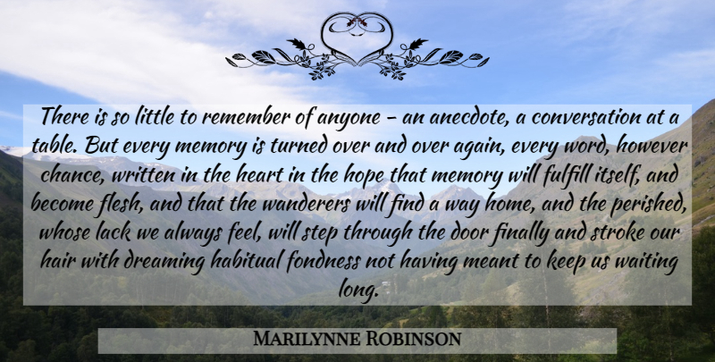 Marilynne Robinson Quote About Dream, Memories, Home: There Is So Little To...