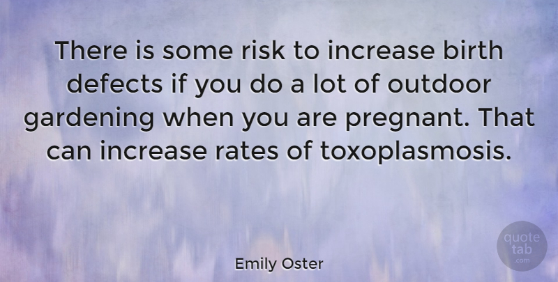Emily Oster Quote About Birth Defects, Risk, Gardening: There Is Some Risk To...
