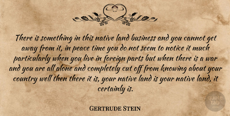 Gertrude Stein Quote About Country, War, Cutting: There Is Something In This...