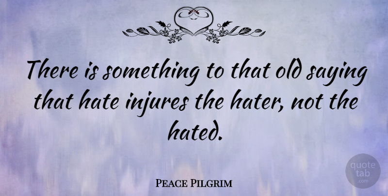 Peace Pilgrim Quote About Peace, Hate, Hatred: There Is Something To That...