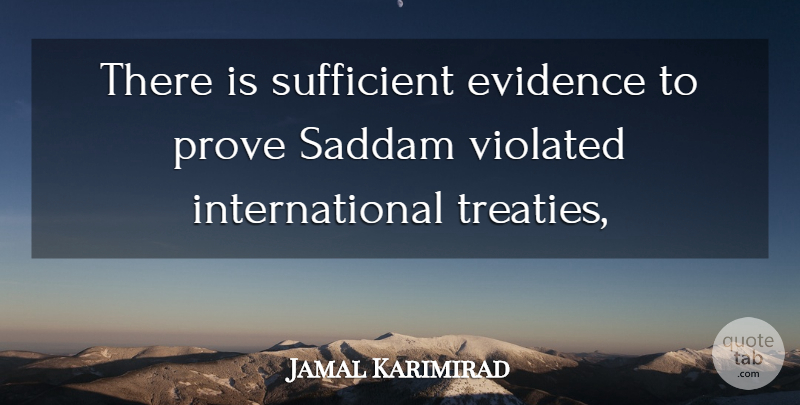 Jamal Karimirad Quote About Evidence, Prove, Saddam, Sufficient, Violated: There Is Sufficient Evidence To...