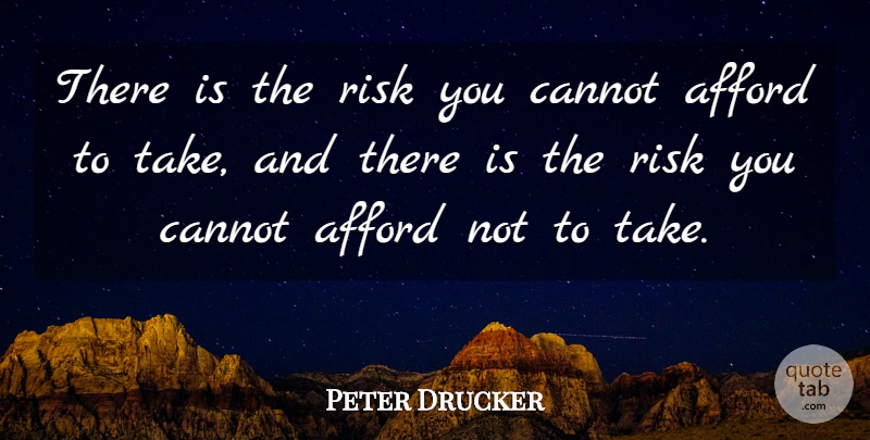 Peter Drucker Quote About Inspirational, Risk: There Is The Risk You...