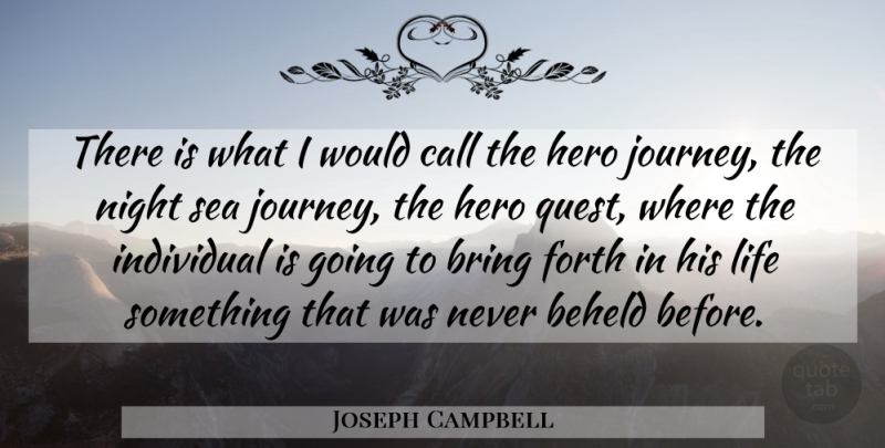 Joseph Campbell Quote About Hero, Night, Journey: There Is What I Would...