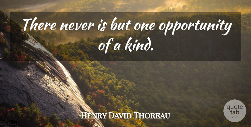 Henry David Thoreau Quote About Opportunity, Kind: There Never Is But One...