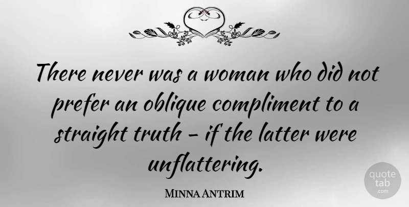 Minna Antrim Quote About Compliment, Latter, Ifs: There Never Was A Woman...