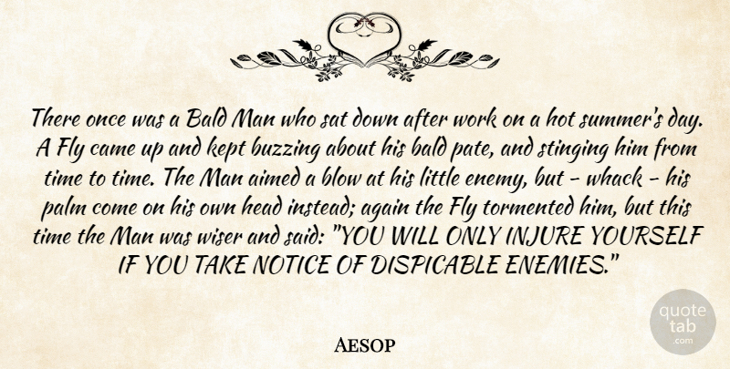 Aesop Quote About Again, Bald, Blow, Buzzing, Came: There Once Was A Bald...