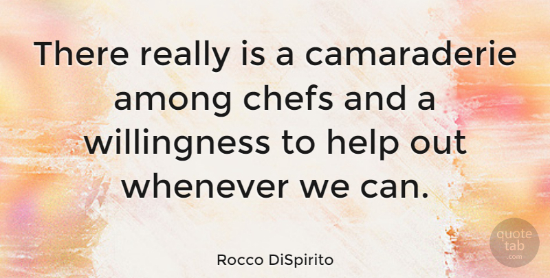 Rocco DiSpirito Quote About Fundraising, Chef, Helping: There Really Is A Camaraderie...