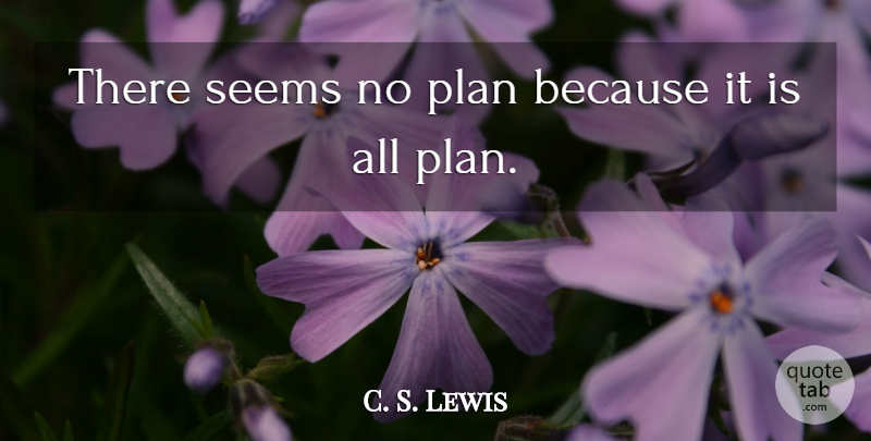 C. S. Lewis Quote About Plans, Seems: There Seems No Plan Because...