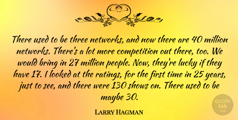 Larry Hagman Quote About Bring, Competition, Looked, Maybe, Million: There Used To Be Three...