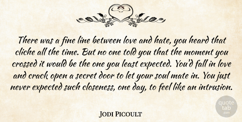 Jodi Picoult Quote About Cliche, Crack, Crossed, Door, Expected: There Was A Fine Line...