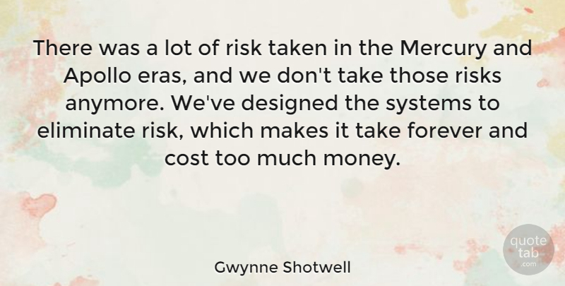 Gwynne Shotwell Quote About Apollo, Cost, Designed, Eliminate, Mercury: There Was A Lot Of...