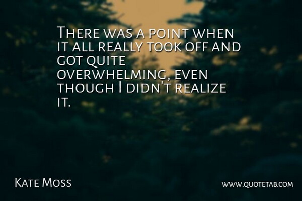 Kate Moss Quote About Realizing, Overwhelming: There Was A Point When...