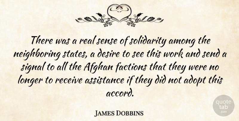 James Dobbins Quote About Adopt, Afghan, Among, Assistance, Desire: There Was A Real Sense...
