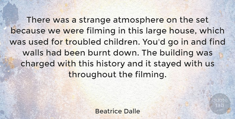 Beatrice Dalle Quote About Atmosphere, Building, Burnt, Charged, Filming: There Was A Strange Atmosphere...