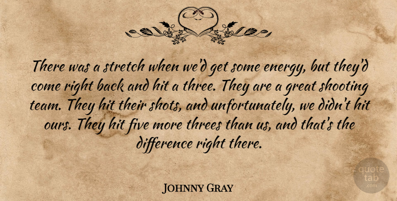 Johnny Gray Quote About Difference, Five, Great, Hit, Shooting: There Was A Stretch When...