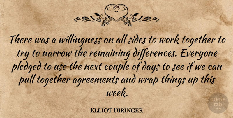 Elliot Diringer Quote About Agreements, Couple, Days, Narrow, Next: There Was A Willingness On...