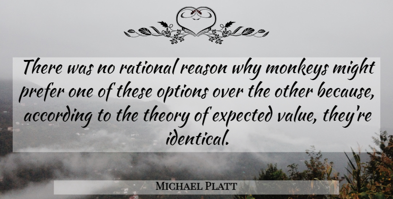 Michael Platt Quote About According, Expected, Might, Monkeys, Options: There Was No Rational Reason...