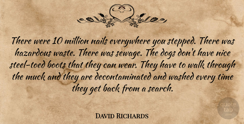 David Richards Quote About Boots, Dogs, Everywhere, Hazardous, Million: There Were 10 Million Nails...