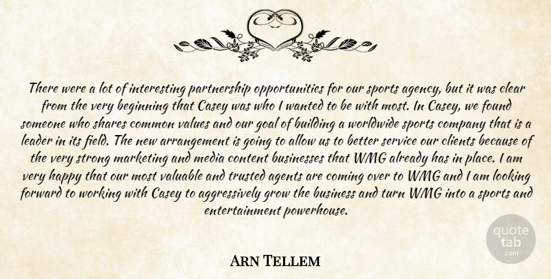Arn Tellem Quote About Agents, Allow, Beginning, Building, Businesses: There Were A Lot Of...
