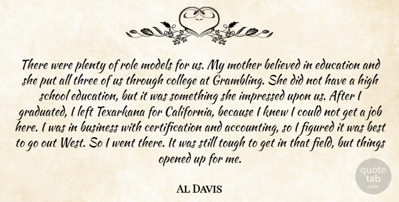 Al Davis Quote About Believed, Best, Business, College, Education: There Were Plenty Of Role...