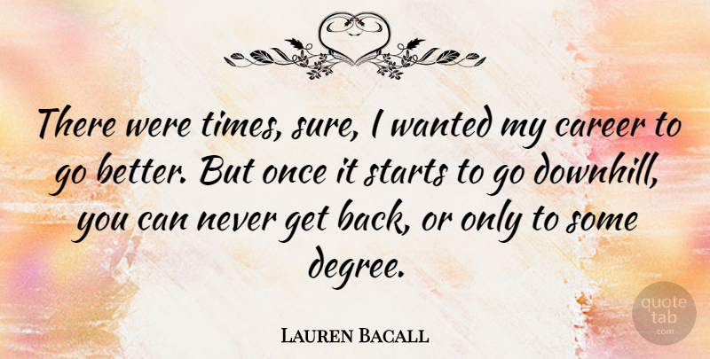 Lauren Bacall Quote About Starts: There Were Times Sure I...