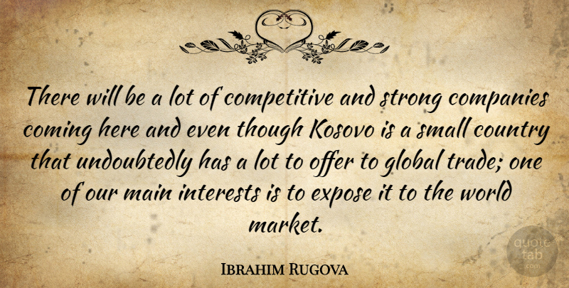 Ibrahim Rugova Quote About Coming, Companies, Country, Expose, Global: There Will Be A Lot...