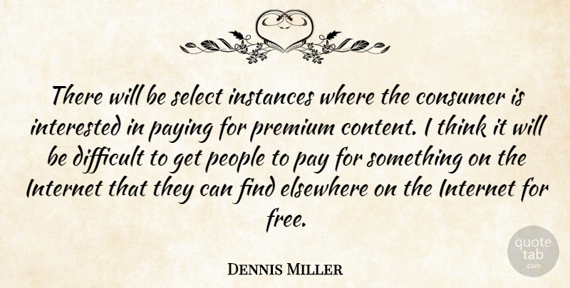 Dennis Miller Quote About Thinking, People, Pay: There Will Be Select Instances...