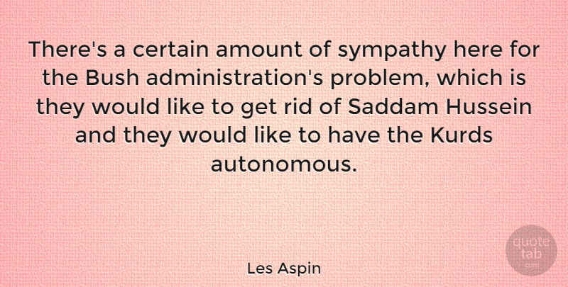 Les Aspin Quote About Sympathy, Hussein, Administration: Theres A Certain Amount Of...