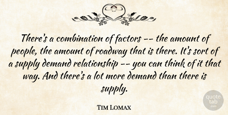 Tim Lomax Quote About Amount, Demand, Factors, Relationship, Sort: Theres A Combination Of Factors...