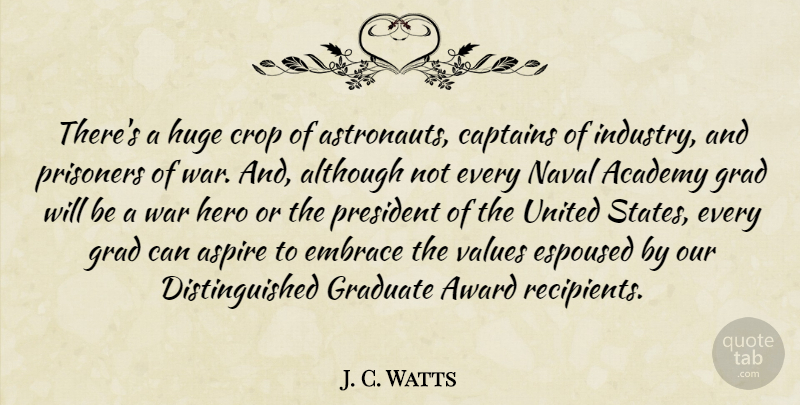 J. C. Watts Quote About Academy, Although, Aspire, Award, Captains: Theres A Huge Crop Of...