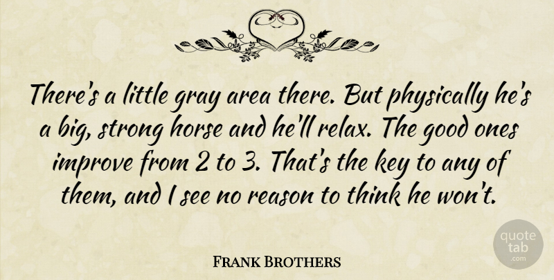 Frank Brothers Quote About Area, Good, Gray, Horse, Improve: Theres A Little Gray Area...