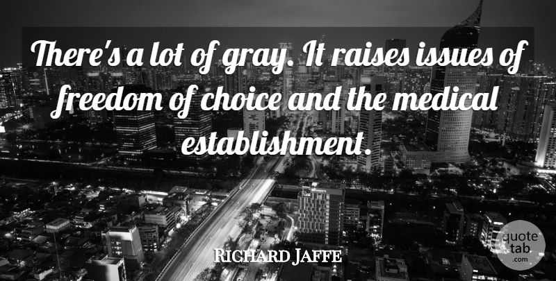 Richard Jaffe Quote About Choice, Freedom, Issues, Medical, Raises: Theres A Lot Of Gray...