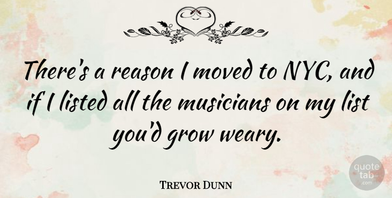 Trevor Dunn Quote About Nyc, Lists, Musician: Theres A Reason I Moved...