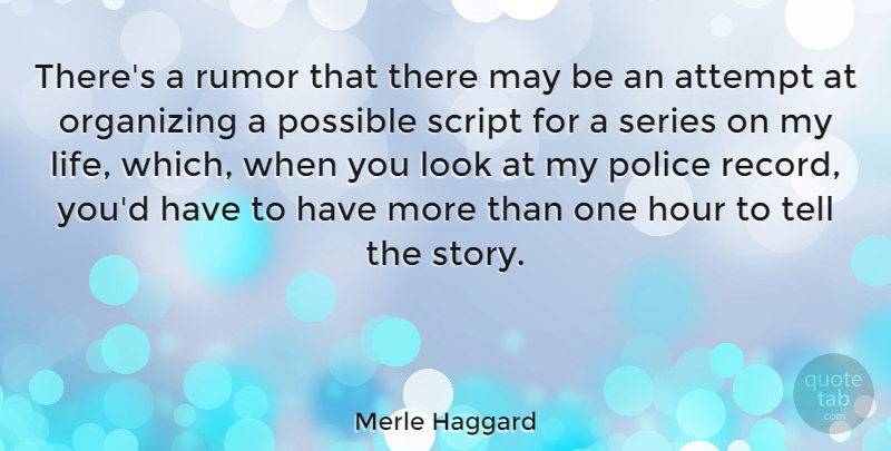 Merle Haggard Quote About Police, Rumor, Looks: Theres A Rumor That There...