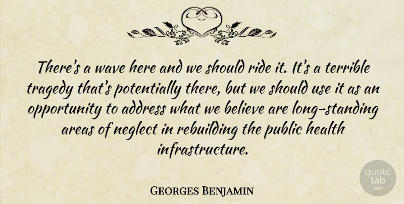 Georges Benjamin Quote About Address, Areas, Believe, Health, Neglect: Theres A Wave Here And...
