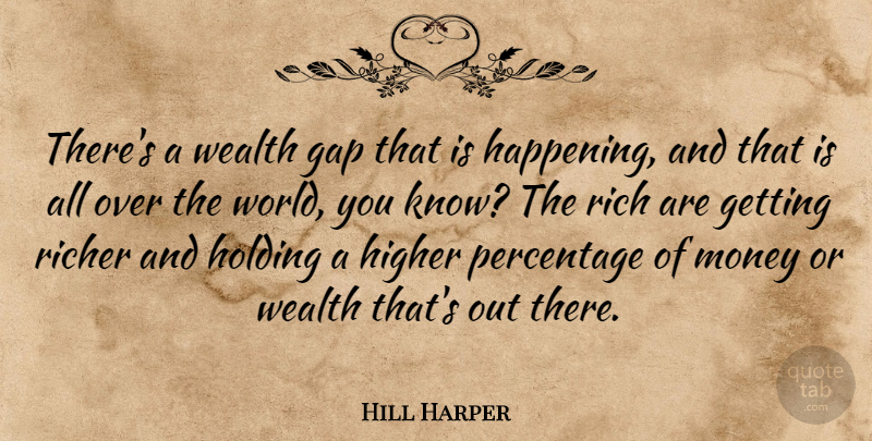 Hill Harper Quote About Gap, Higher, Holding, Money, Percentage: Theres A Wealth Gap That...