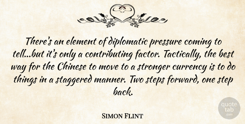 Simon Flint Quote About Best, Chinese, Coming, Currency, Diplomatic: Theres An Element Of Diplomatic...
