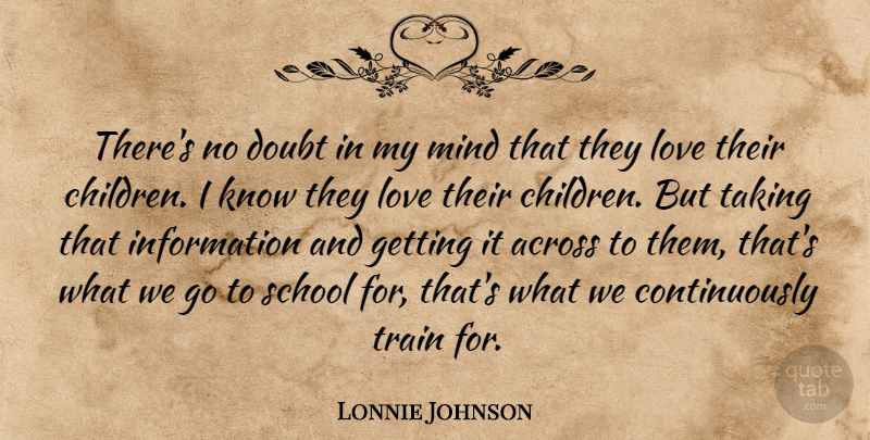 Lonnie Johnson Quote About Across, Doubt, Information, Love, Mind: Theres No Doubt In My...