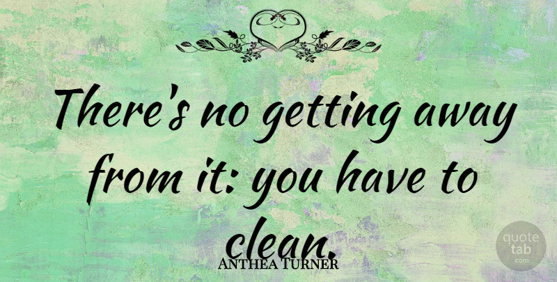 Anthea Turner Quote About Cleaning, Clean, Get Away: Theres No Getting Away From...