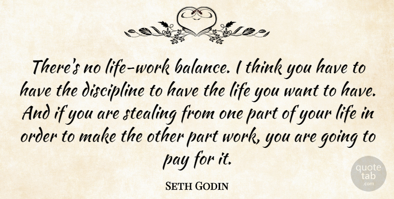 Seth Godin Quote About Thinking, Order, Discipline: Theres No Life Work Balance...