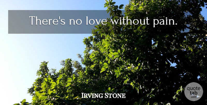 Irving Stone Quote About Pain, Without Pain, No Love: Theres No Love Without Pain...