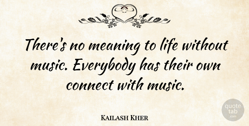 Kailash Kher Quote About Connect, Everybody, Life, Music: Theres No Meaning To Life...