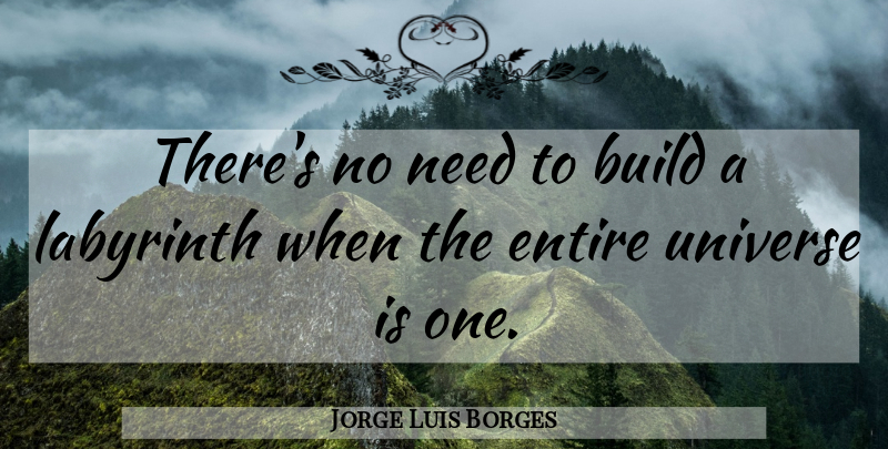 Jorge Luis Borges Quote About Labyrinth, Needs, Universe: Theres No Need To Build...