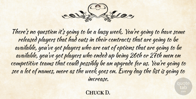 Chuck D. Quote About Busy, Contracts, Ended, Goes, List: Theres No Question Its Going...