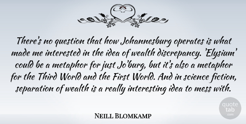 Neill Blomkamp Quote About Ideas, Interesting, Fiction: Theres No Question That How...