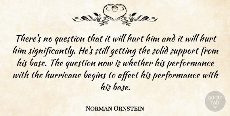 Norman Ornstein Quote About Affect, Begins, Hurricane, Hurt, Performance: Theres No Question That It...