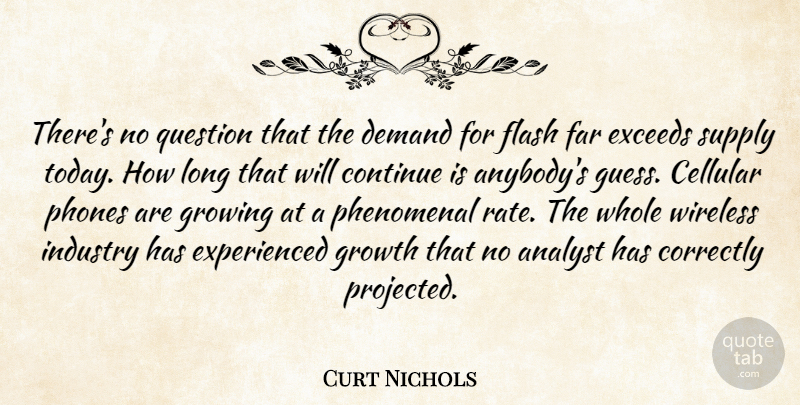 Curt Nichols Quote About Analyst, Continue, Correctly, Demand, Far: Theres No Question That The...