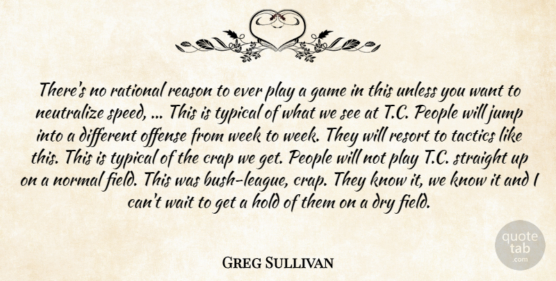 Greg Sullivan Quote About Crap, Dry, Game, Hold, Jump: Theres No Rational Reason To...
