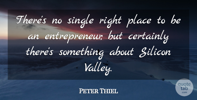Peter Thiel Quote About Silicon: Theres No Single Right Place...